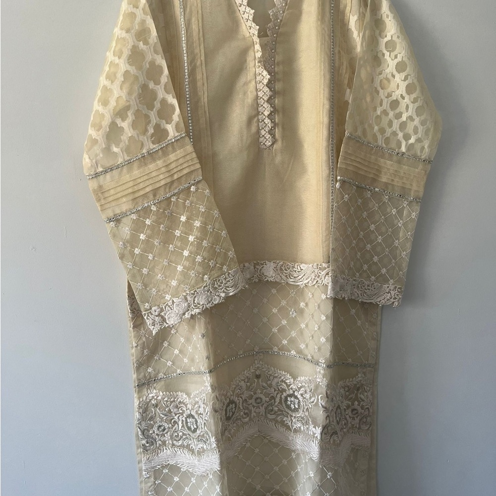 Embroidered Cream Tunic Dress